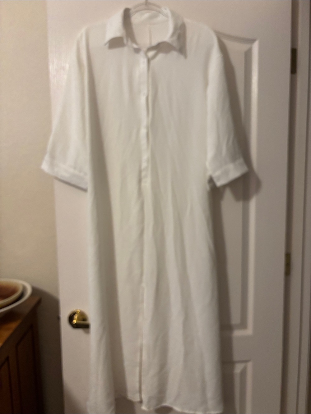 NWOT White maxi length shirt dress size m/l